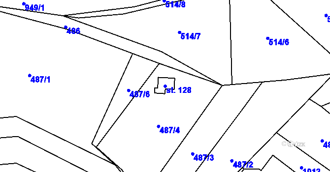 Parcela st. 128 v KÚ Šárovcova Lhota, Katastrální mapa