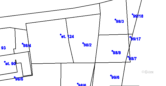 Parcela st. 98/2 v KÚ Šárovcova Lhota, Katastrální mapa