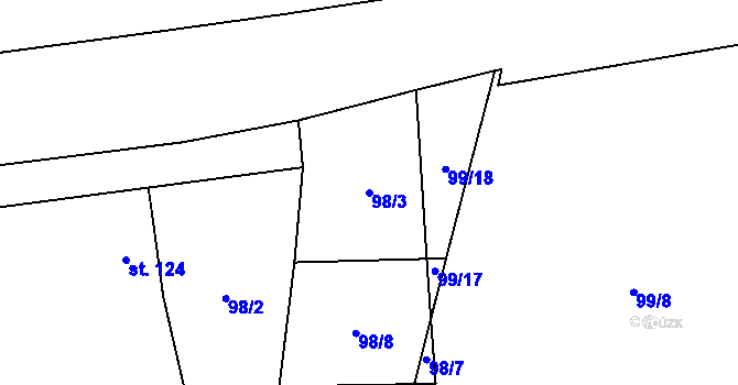 Parcela st. 98/3 v KÚ Šárovcova Lhota, Katastrální mapa