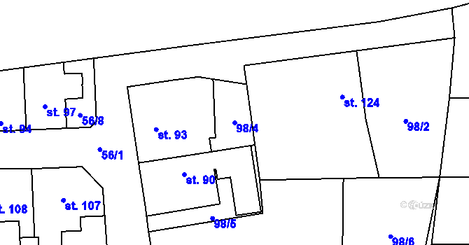 Parcela st. 98/4 v KÚ Šárovcova Lhota, Katastrální mapa