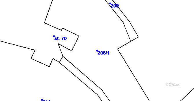Parcela st. 206/1 v KÚ Šárovcova Lhota, Katastrální mapa
