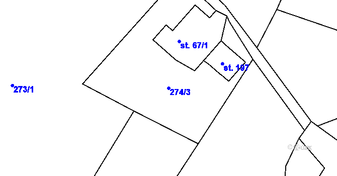 Parcela st. 274/3 v KÚ Šárovcova Lhota, Katastrální mapa