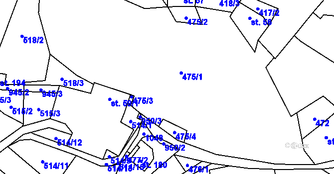 Parcela st. 475 v KÚ Šárovcova Lhota, Katastrální mapa