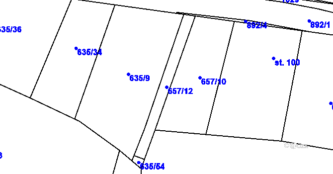 Parcela st. 657/12 v KÚ Šárovcova Lhota, Katastrální mapa