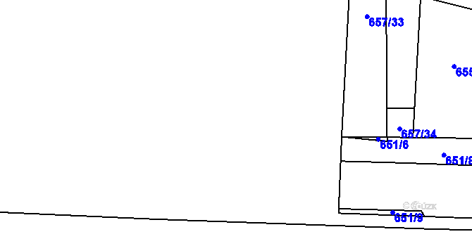 Parcela st. 657/31 v KÚ Šárovcova Lhota, Katastrální mapa