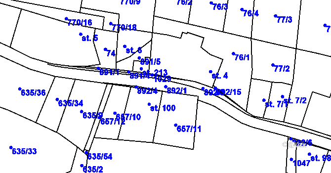 Parcela st. 892/1 v KÚ Šárovcova Lhota, Katastrální mapa