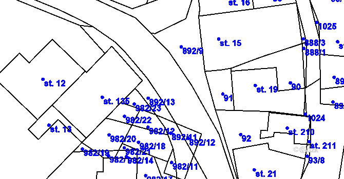 Parcela st. 892/2 v KÚ Šárovcova Lhota, Katastrální mapa