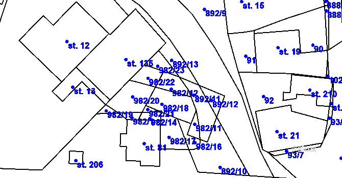 Parcela st. 982/12 v KÚ Šárovcova Lhota, Katastrální mapa