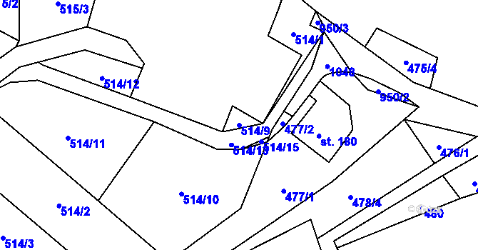 Parcela st. 514/9 v KÚ Šárovcova Lhota, Katastrální mapa