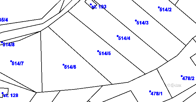 Parcela st. 514/5 v KÚ Šárovcova Lhota, Katastrální mapa