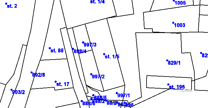 Parcela st. 1/5 v KÚ Šárovcova Lhota, Katastrální mapa
