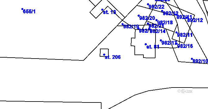 Parcela st. 206 v KÚ Šárovcova Lhota, Katastrální mapa