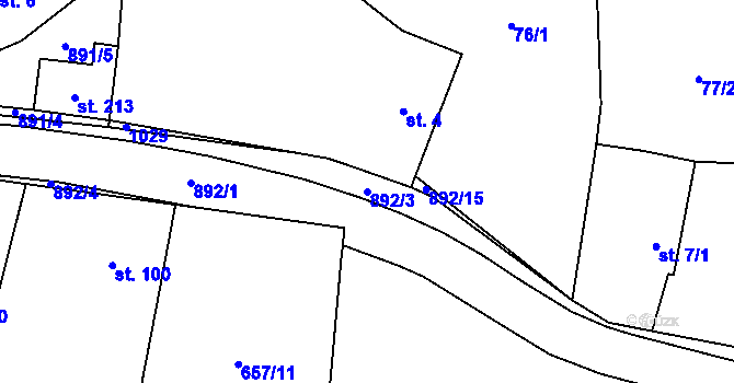 Parcela st. 892/3 v KÚ Šárovcova Lhota, Katastrální mapa