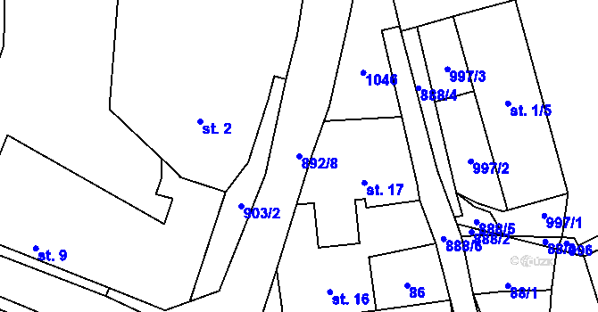 Parcela st. 892/8 v KÚ Šárovcova Lhota, Katastrální mapa