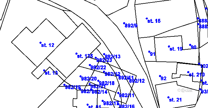 Parcela st. 892/13 v KÚ Šárovcova Lhota, Katastrální mapa