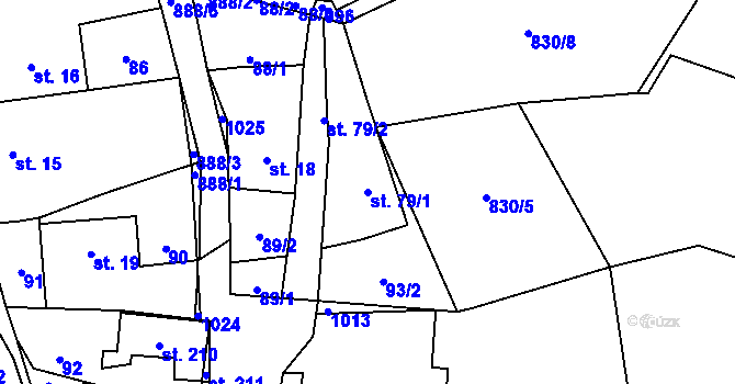 Parcela st. 79/1 v KÚ Šárovcova Lhota, Katastrální mapa