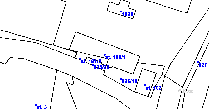 Parcela st. 181/1 v KÚ Šárovcova Lhota, Katastrální mapa