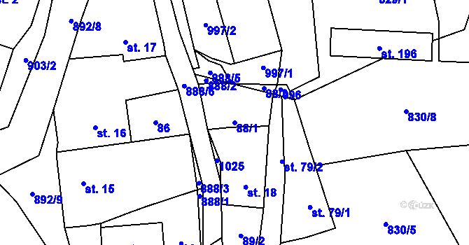 Parcela st. 88/1 v KÚ Šárovcova Lhota, Katastrální mapa