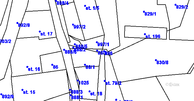 Parcela st. 88/3 v KÚ Šárovcova Lhota, Katastrální mapa
