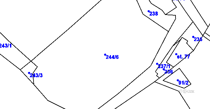 Parcela st. 244/6 v KÚ Šárovcova Lhota, Katastrální mapa