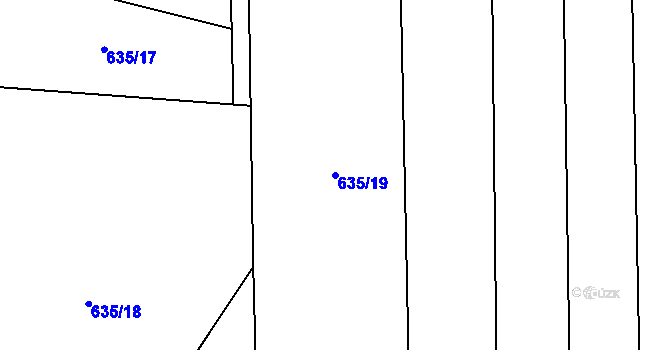 Parcela st. 635/19 v KÚ Šárovcova Lhota, Katastrální mapa