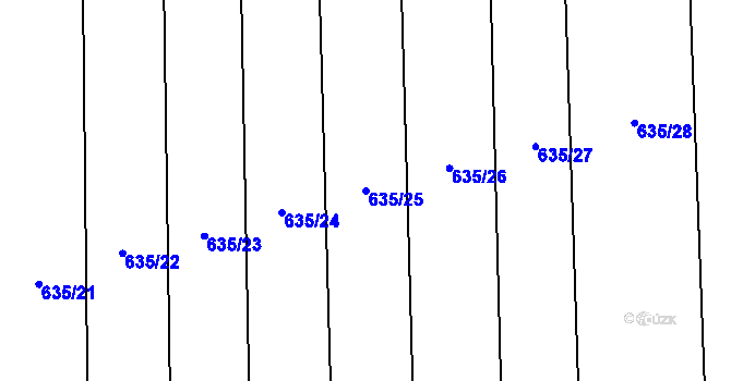 Parcela st. 635/25 v KÚ Šárovcova Lhota, Katastrální mapa