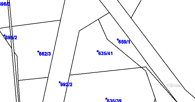 Parcela st. 635/41 v KÚ Šárovcova Lhota, Katastrální mapa