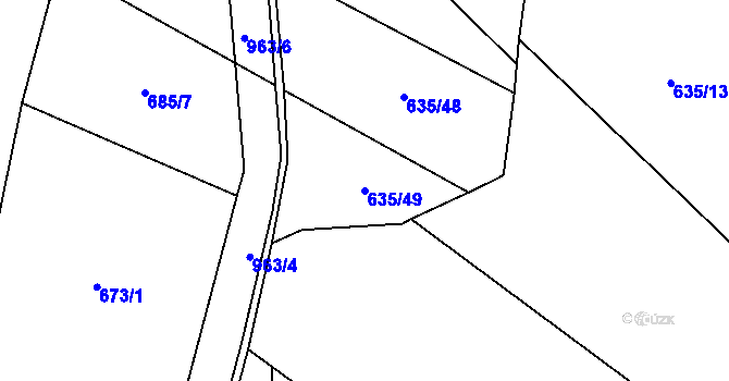 Parcela st. 635/49 v KÚ Šárovcova Lhota, Katastrální mapa