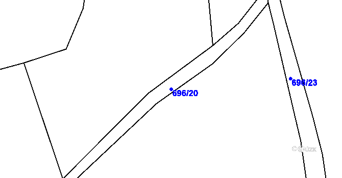 Parcela st. 696/20 v KÚ Šárovcova Lhota, Katastrální mapa