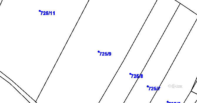 Parcela st. 725/9 v KÚ Šárovcova Lhota, Katastrální mapa