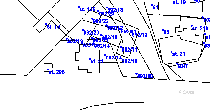 Parcela st. 982/17 v KÚ Šárovcova Lhota, Katastrální mapa