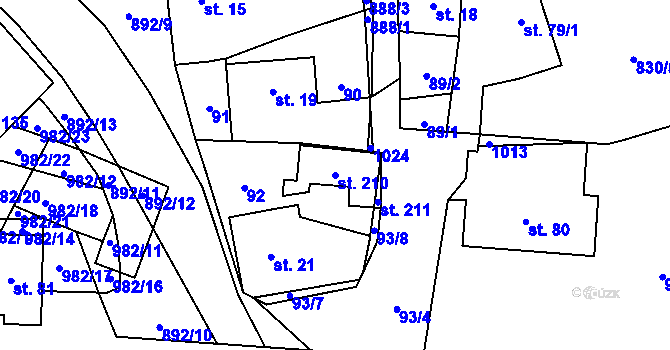 Parcela st. 210 v KÚ Šárovcova Lhota, Katastrální mapa