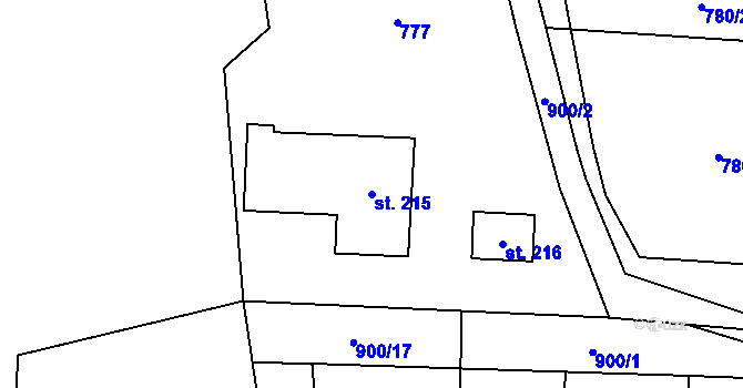 Parcela st. 215 v KÚ Šárovcova Lhota, Katastrální mapa
