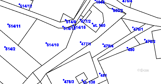 Parcela st. 477/1 v KÚ Šárovcova Lhota, Katastrální mapa