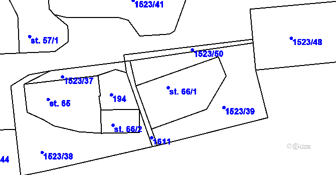 Parcela st. 66/1 v KÚ Mlečice, Katastrální mapa