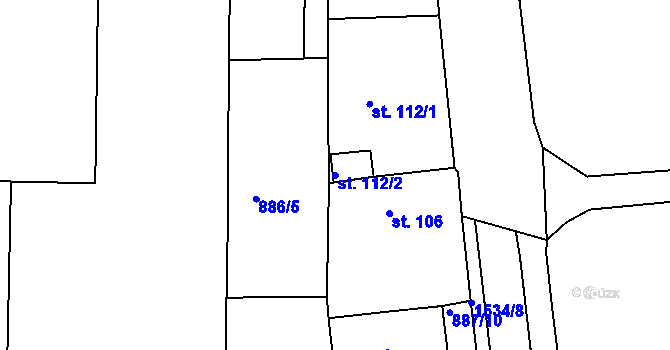 Parcela st. 112/2 v KÚ Mlečice, Katastrální mapa