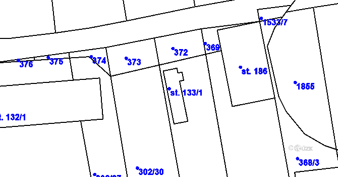 Parcela st. 133/1 v KÚ Mlečice, Katastrální mapa