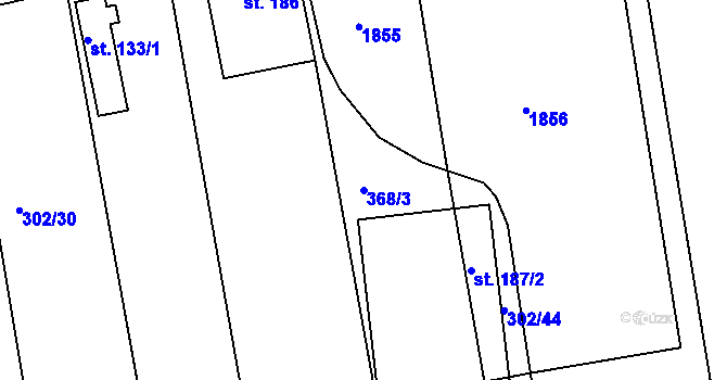 Parcela st. 368/3 v KÚ Mlečice, Katastrální mapa