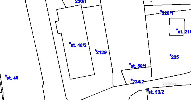 Parcela st. 2129 v KÚ Mlečice, Katastrální mapa