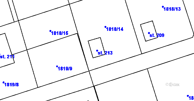 Parcela st. 213 v KÚ Mlečice, Katastrální mapa