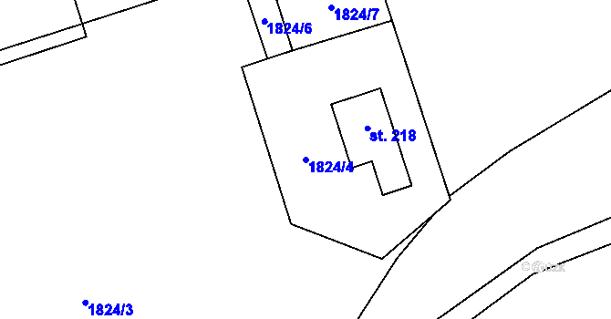 Parcela st. 1824/4 v KÚ Mlečice, Katastrální mapa