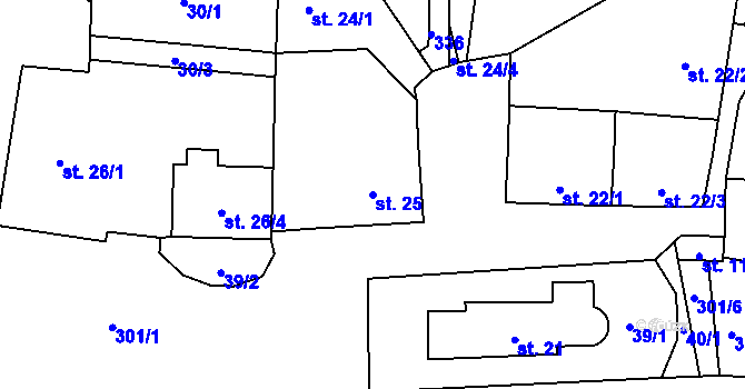 Parcela st. 25 v KÚ Mlékojedy u Litoměřic, Katastrální mapa