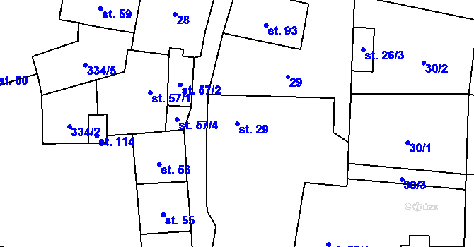 Parcela st. 29 v KÚ Mlékojedy u Litoměřic, Katastrální mapa