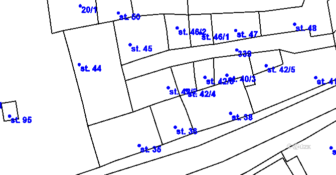 Parcela st. 42/2 v KÚ Mlékojedy u Litoměřic, Katastrální mapa