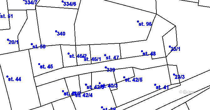 Parcela st. 47 v KÚ Mlékojedy u Litoměřic, Katastrální mapa