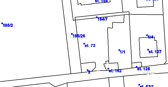 Parcela st. 73 v KÚ Mlékojedy u Litoměřic, Katastrální mapa