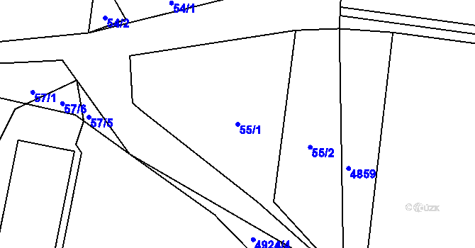 Parcela st. 55/1 v KÚ Mlékojedy u Litoměřic, Katastrální mapa