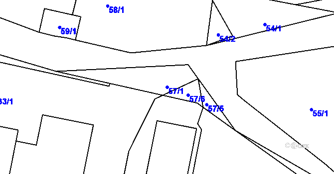 Parcela st. 57/1 v KÚ Mlékojedy u Litoměřic, Katastrální mapa