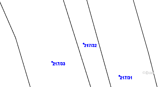 Parcela st. 217/32 v KÚ Mlékojedy u Litoměřic, Katastrální mapa