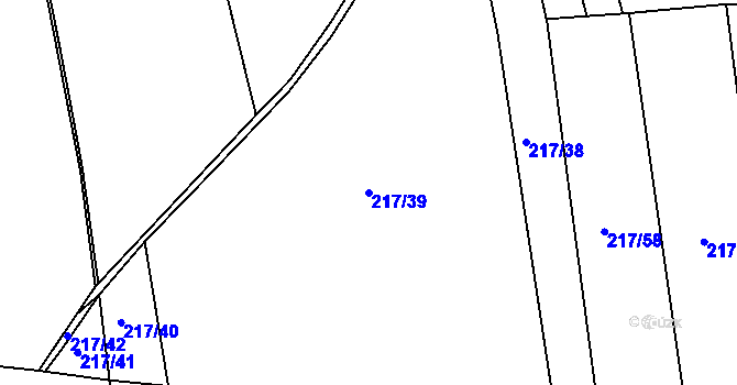 Parcela st. 217/39 v KÚ Mlékojedy u Litoměřic, Katastrální mapa